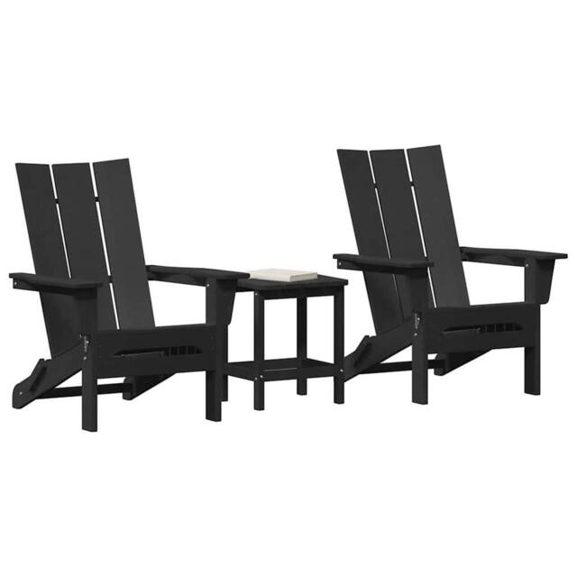 Berkfield Home Warm 3 Piece Garden Lounge Set Black HDPE - image 1