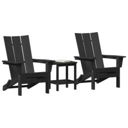 Berkfield Home Warm 3 Piece Garden Lounge Set Black HDPE - thumbnail 1