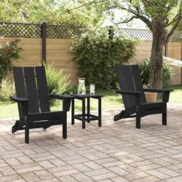Berkfield Home Warm 3 Piece Garden Lounge Set Black HDPE - thumbnail 4