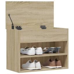 Berkfield Home Shoe Bench Sonoma Oak 60x30x45 cm Engineered Wood in Light Tan - Size: 60 x 30 x 45 cm - thumbnail 4