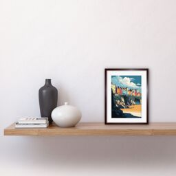"Artery8 Wall Art Print Tenby Harbour Beach Coastal Town Artwork Framed 9X7 Inch in Brown - Size: W7"" x H9""" - thumbnail 2