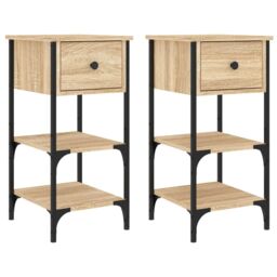 Berkfield Home Bedside Cabinets 2 pcs Sonoma Oak 34x36x70 cm Engineered Wood in Brown - Size: 34 x 36 x 70 cm - thumbnail 2