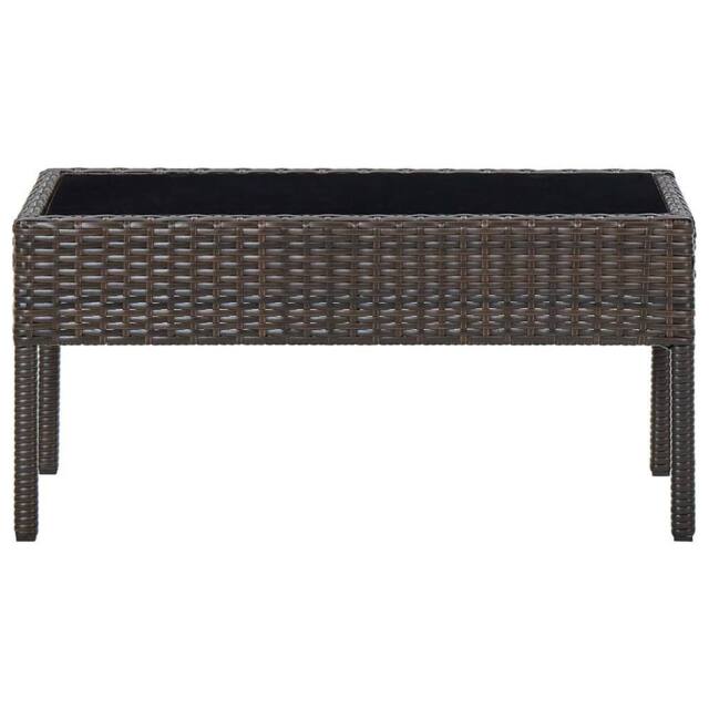 Berkfield Home Garden Table Brown 75x40x37 cm Poly Rattan - Size: 75 x 40 x 37 cm - image 1