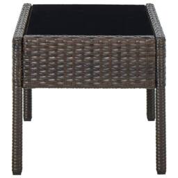 Berkfield Home Garden Table Brown 75x40x37 cm Poly Rattan - Size: 75 x 40 x 37 cm - thumbnail 3