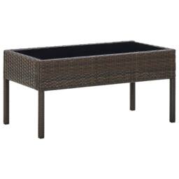 Berkfield Home Garden Table Brown 75x40x37 cm Poly Rattan - Size: 75 x 40 x 37 cm - thumbnail 2