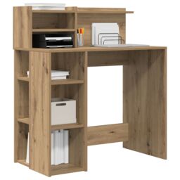 Berkfield Home Desk with Storage Artisan Oak 90x48x101.5 cm Engineered wood - thumbnail 3