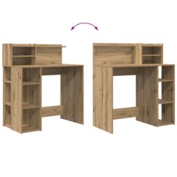 Berkfield Home Desk with Storage Artisan Oak 90x48x101.5 cm Engineered wood - thumbnail 8