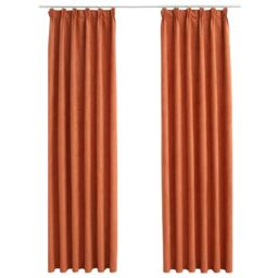 Berkfield Home Blackout Curtains with Hooks 2 pcs Rust 140x175 cm in Taupe - thumbnail 2