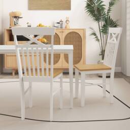 Costway Farmhouse Dining Chair Set of 2 Wooden Kitchen Chair in Natural