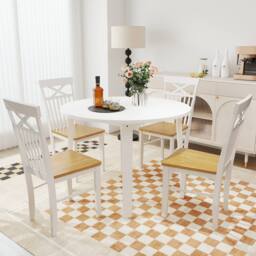 Costway Farmhouse Dining Chair Set of 2 Wooden Kitchen Chair in Natural - thumbnail 4