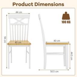 Costway Farmhouse Dining Chair Set of 2 Wooden Kitchen Chair in Natural - thumbnail 2