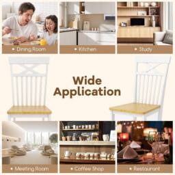 Costway Farmhouse Dining Chair Set of 2 Wooden Kitchen Chair in Natural - thumbnail 5