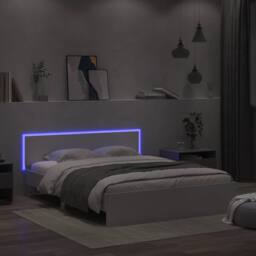 Berkfield Home Durable Bed Frame with LED without Mattress White 150x200 cm King Size - thumbnail 4