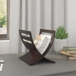 Berkfield Home Wooden Magazine Rack Floor Standing Brown - thumbnail 1