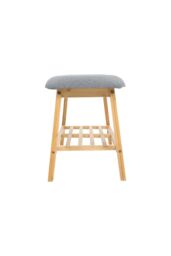 Living and Home Grey Linen Bamboo Shoe Bench Footstool - thumbnail 5