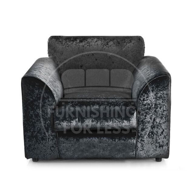 Furnishings For Less UK Crystal Crushed Velvet Single Seater Armchair Curved Arm in Black - image 1