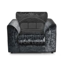 Furnishings For Less UK Crystal Crushed Velvet Single Seater Armchair Curved Arm in Black