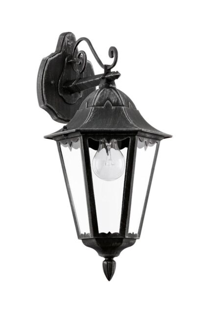 Eglo Navedo Clear Metal & Glass IP44 Outdoor Wall Light in Black - image 1