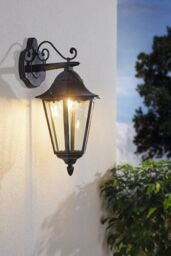 Eglo Navedo Clear Metal & Glass IP44 Outdoor Wall Light in Black - thumbnail 2