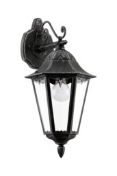 Eglo Navedo Clear Metal & Glass IP44 Outdoor Wall Light in Black - thumbnail 1