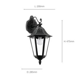 Eglo Navedo Clear Metal & Glass IP44 Outdoor Wall Light in Black - thumbnail 3