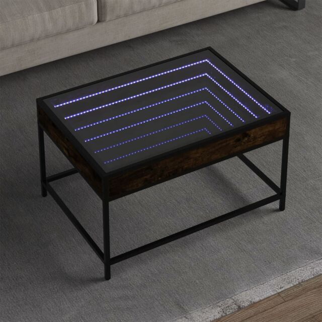 Berkfield Home Coffee Table with Infinity LED Smoked Oak 70x50x41 cm in Brown - Size: 70 x 50 x 41 cm - image 1