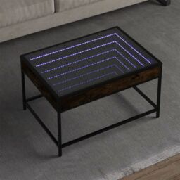 Berkfield Home Coffee Table with Infinity LED Smoked Oak 70x50x41 cm in Brown - Size: 70 x 50 x 41 cm - thumbnail 1