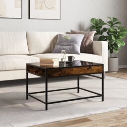 Berkfield Home Coffee Table with Infinity LED Smoked Oak 70x50x41 cm in Brown - Size: 70 x 50 x 41 cm - thumbnail 4