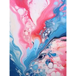 "Artery8 Wall Art Print Fluid Paint Acrylic Pouring Abstract Artwork Pink Blue Flowing Colours Poster - Size: W12"" x H16""" - thumbnail 1