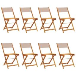 Berkfield Home Beautiful Folding Garden Chairs 8 pcs Taupe Fabric & Solid Wood - thumbnail 3