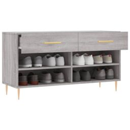 Berkfield Home Shoe Bench Grey Sonoma 102x35x55 cm Engineered Wood - Size: 102 x 35 x 55 cm - thumbnail 4