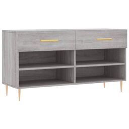 Berkfield Home Shoe Bench Grey Sonoma 102x35x55 cm Engineered Wood - Size: 102 x 35 x 55 cm - thumbnail 2