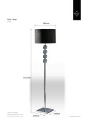 Orsina Teal Suede Effect Shade Floor Lamp, Tall Standing Lamp With Glass Effect Orbs, Chrome Base Floor Light in Black - thumbnail 2