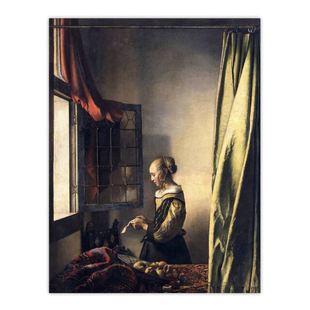 "Artery8 Reading Letter by Open Window Vermeer Wall Art Print Poster - Size: W24"" x H32""" - image 1
