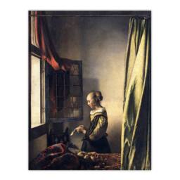 "Artery8 Reading Letter by Open Window Vermeer Wall Art Print Poster - Size: W24"" x H32""" - thumbnail 1