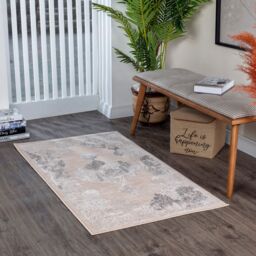 Livabliss Lustro-Vintage Beige Grey Off-White Traditional Boho Living Dining Bedroom Rug - Size: 120 cm x 170 cm - thumbnail 1