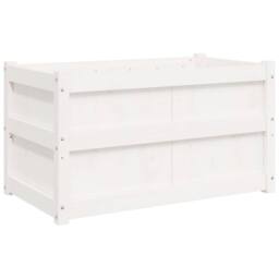 Berkfield Home Beautiful Garden Planter White 90x50x50 cm Solid Wood Pine - Size: 90 x 50 x 50 cm - thumbnail 3