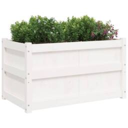Berkfield Home Beautiful Garden Planter White 90x50x50 cm Solid Wood Pine - Size: 90 x 50 x 50 cm - thumbnail 4