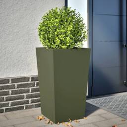 Berkfield Home Durable Garden Planter Olive Green 45x45x75 cm Steel - Size: 45 x 45 x 75 cm - thumbnail 2