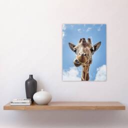"Artery8 Funny up close look at a giraffe Highsmith Wall Art Poster Print in Blue - Size: W12"" x H16""" - thumbnail 4