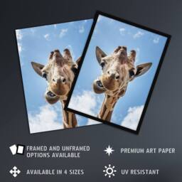 "Artery8 Funny up close look at a giraffe Highsmith Wall Art Poster Print in Blue - Size: W12"" x H16""" - thumbnail 2