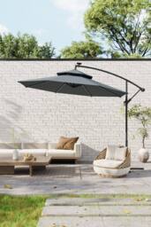 Garden Sanctuary Garden Double-Top Umbrella Parasol with Solar Lights in Dark Grey - thumbnail 3