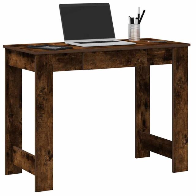 Berkfield Home Desk Smoked Oak 100x45x75 cm Engineered Wood in Brown - Size: 100 x 45 x 75 cm - image 1
