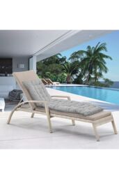 Living and Home 170cm L x 48cm W Plaid Print Beach Chair Seat Cushion Button Tufted Lounge Cushion in Grey - Size: 170 cm L x 48 cm W - thumbnail 2