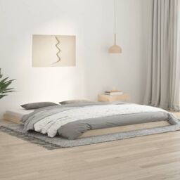 Berkfield Home Bed Frame without Mattress 180x200 cm Super King Solid Wood Pine in Brown - thumbnail 1