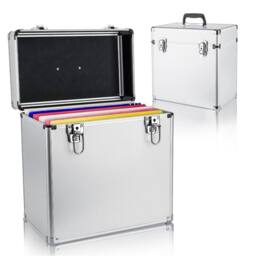 "VOGREX 12"" Silver Vinyl LP Record Storage Case Stackable DJ Flight Box"