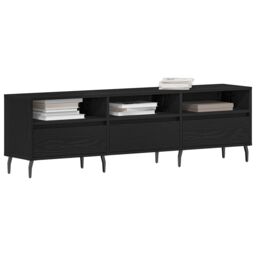 Berkfield Home TV Cabinet Black Oak 150x30x44, 5 cm Engineered Wood - thumbnail 3