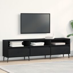 Berkfield Home TV Cabinet Black Oak 150x30x44, 5 cm Engineered Wood - thumbnail 4
