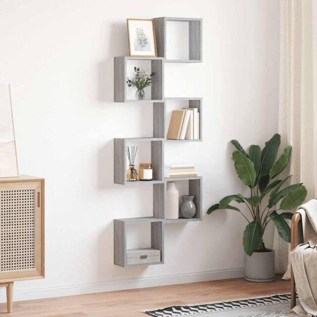 Berkfield Home Wall Cube Shelves 6 pcs Grey Sonoma 30x15x30 cm - Size: 30 x 15 x 30 cm - image 1