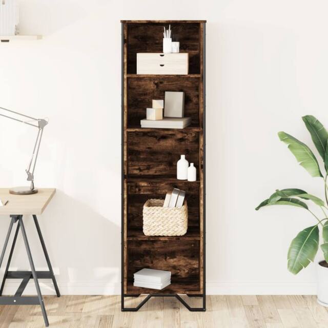 Berkfield Home Modern Bookcase Smoked Oak 50x31x169 cm Engineered Wood in Brown - Size: 50 x 31 x 169 cm - image 1